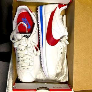 Womens Nike Cortez leather,white red and blue color,Size 8
